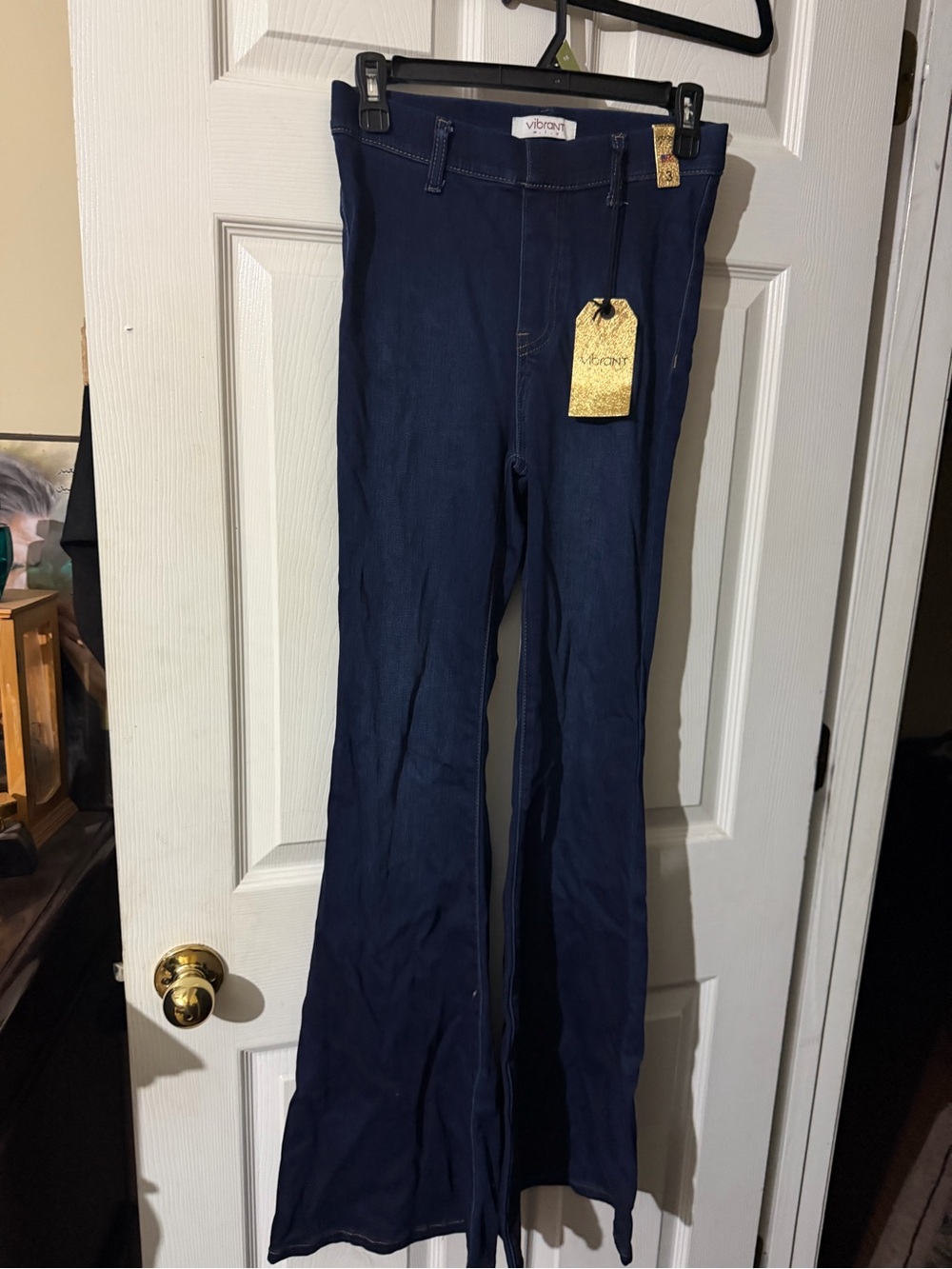 Vibrant Deep Navy Stretch Flare Pants